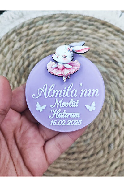 Elzem Ahşap 20 Adet Tavşan Figürlü Pleksi Magnet