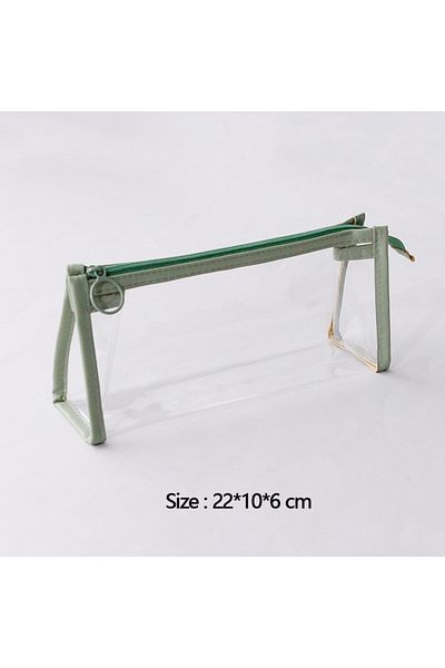 Choice Green Transparent Pencil Case Large Capacity Simple Pen Bag Kawaii Cosmetic Bag School Study Station
