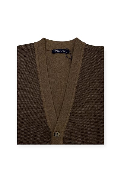 Sadık Collection Ateş Knitwear Men's Pocket Detailed V-Neck Buttoned Wool Cardigan 490