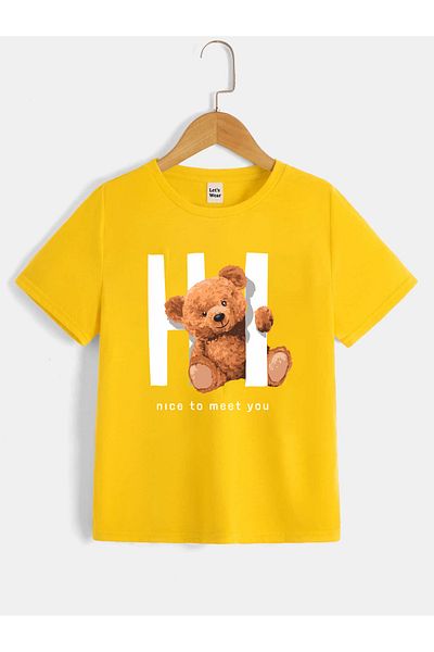 Let's Wear Teddy Bear Специална детска тениска Пенирана памучна тениска с кръгло деколте за деца