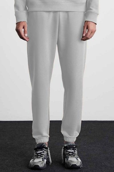 ruNadeS Ανδρικό λευκό Basic Standard Fit Normal Cut με 3 νήματα τσέπη Άνετο βαμβακερό παντελόνι Jogger
