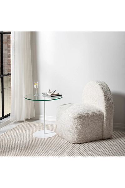 Generic Metal and glass side table 35x55 cm - white