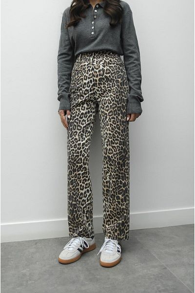 Havoş Coffee Washed Leopard Print Trousers