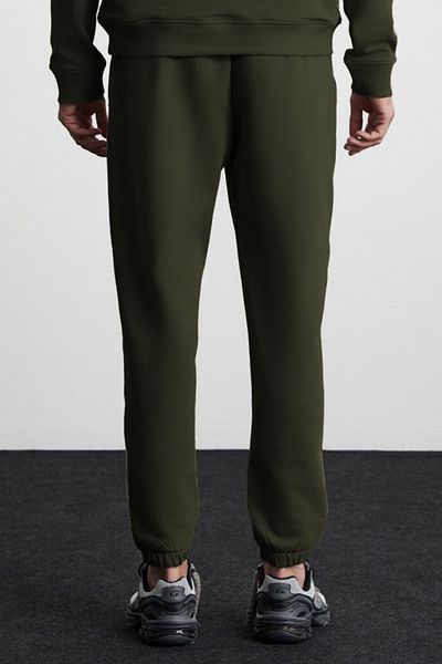 ruNadeS Ανδρική φόρμα χακί Basic Fit με 3 νήματα άνετη βαμβακερή φόρμα Jogger