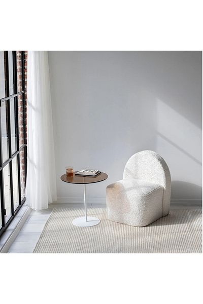 Generic Metal and glass side table 35x55 cm - white