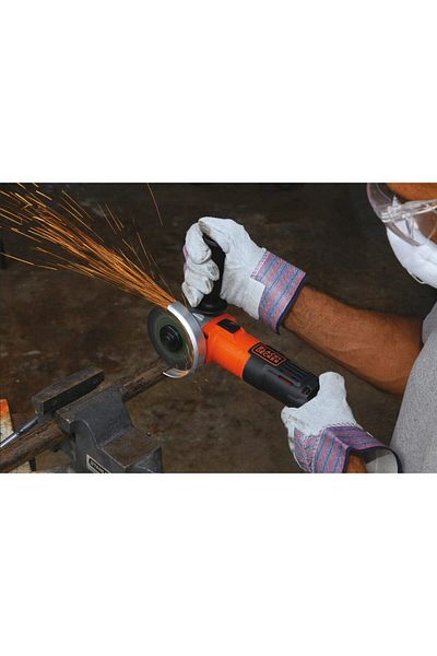 Black&Decker ماكينة صنفرة زاوية صغيرة، 650 واط، مقبض جانبي مزدوج الوضع، واقي قابل للتعديل، هيكل قوي.