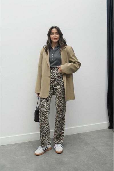Havoş Coffee Washed Leopard Print Trousers