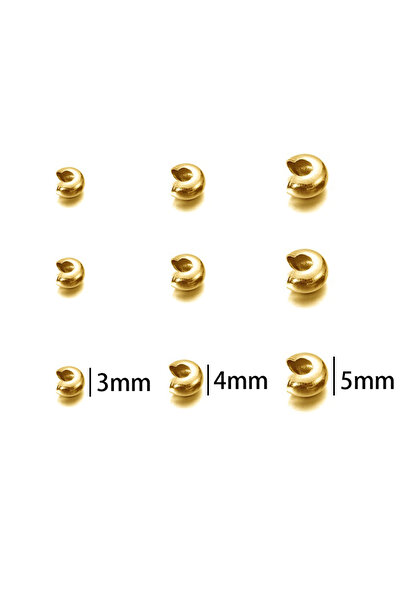Choice5 4mm Gold 50pcs Gold Color Stainless Steel End Crimp Beads Cover Dia 2...