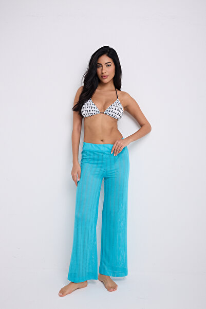 BY PAPI Turquoise Herringbone Pants