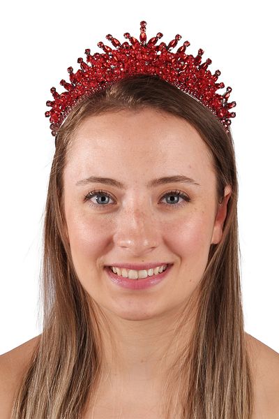 Hayalperest boncuk Red Crystal Beaded Bridal Wedding Costume Crown Princess Bride Women