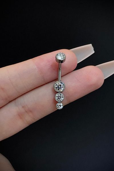 Blisse Piercing Women's Surgical Steel Row Stone Pendulum Model Belly Navel Piercing