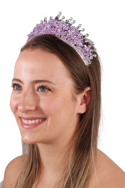 Hayalperest boncuk Lilac Bridal Crown - Wedding Discipline for Princes Bride Costume Tac with Crystal Beads