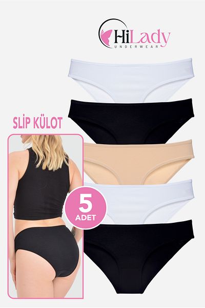 Hilady Women's Panties 5 Pack Black-White-Ten Color Soft Stretchy Bikini Mold