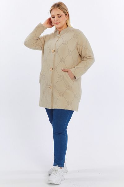 Laden Knitwear Coat Large Size Women's Bearded Woolen Very Thick High Quality Mother Long Winter Cardigan