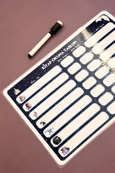 caps Book Reading Tracking Planner for Kids – Write-Wipe Desktop Notebook - Write-Wipe Pen Gift