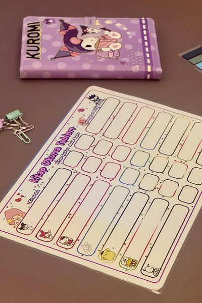 caps Sanrio Themed Children's Book Reading Tracking Planner Kuromi & Hello Kitty & My Melody