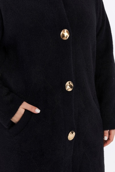 Laden Knitwear Large Size Women's Coat Soft Very Thick High Quality Long Winter Black Mother Cardigan