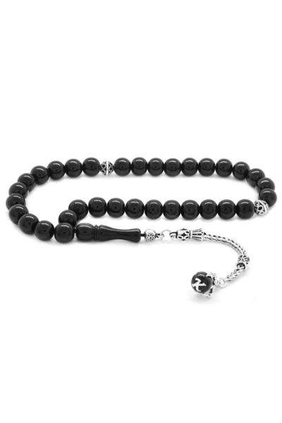 Tesbihane Ρωσικό ροζάριο από ασήμι 925 με σχέδιο με νύχια, με φούντα και σφαίρα κοπής