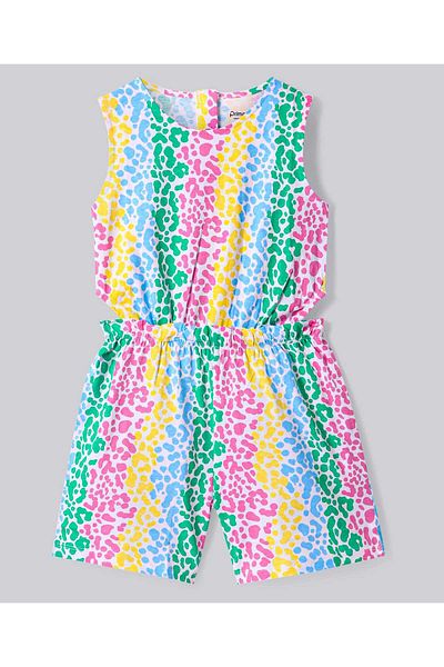 Primo Gino Primo Gino Cotton Sleeveless All-Over Printed Jumpsuit - Multicolor
