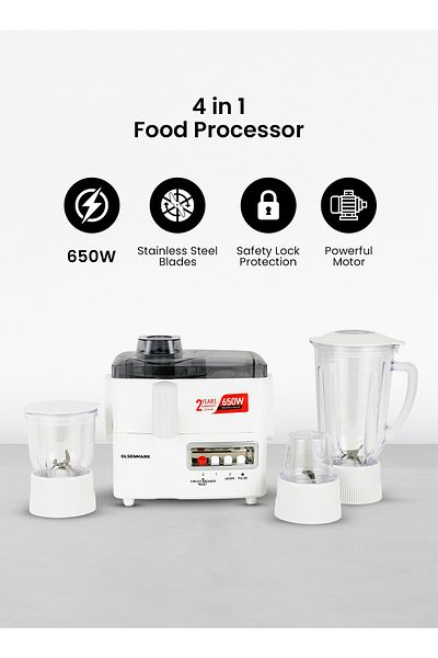 Olsenmark 4 In 1 Electric Blender Mixer Juicer Omsb2137 White Grinder