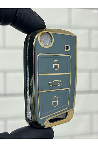 BARKAS ELEKTRONİK Volkswagen T-Roc Taigo T-Cross Polo Golf Tiguan Passat Switchblade Case Gray