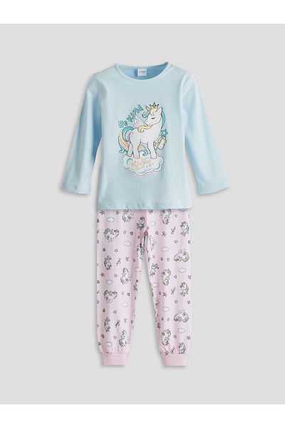LC Waikiki Set de pijamale pentru fete cu imprimeu cu decolteu
