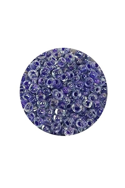 Royaleks 3 mm Cast Glass Sand Beads - 20 Grams Clear Purple White - Bnc181
