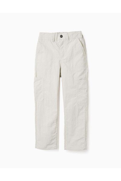 Ziddy Cargo Ripstop Trousers for Boys, Beige