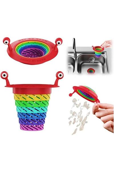 jetfast 6-Stage Color Folding Sink Sink Drain Filter - Kitchen Strainer Bathtub Plastic