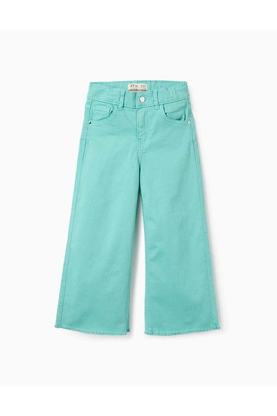 Ziddy Twill Trousers for Girls 'Wide Leg', Green