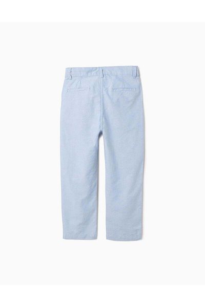 Ziddy Trousers in Oxford Cotton for Boys 'Slim', Light Blue