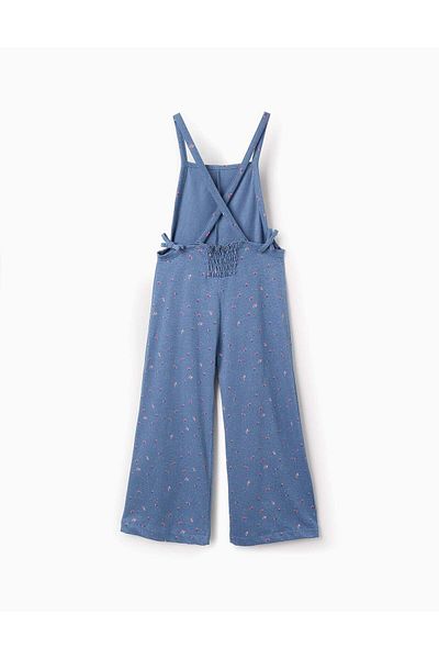 Ziddy Floral Cotton Jumpsuit for Girls, Blue