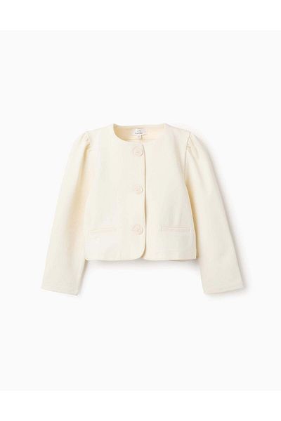 Ziddy Classic Jacket for Girls, Cream