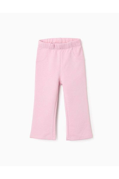 Ziddy Flared Cotton Trousers for Baby Girls, Pink
