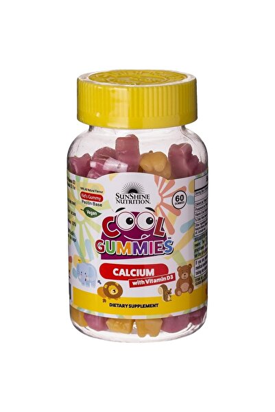 Sunshine Nutrition علكات كول من نيوتريشن كالسيوم مع فيتامين د3 للأطفال، 60 علكة - نكهة طبيعية بالكامل