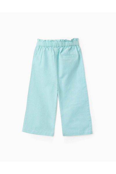 Ziddy Cotton and Linen Trousers for Baby Girls, Light Blue