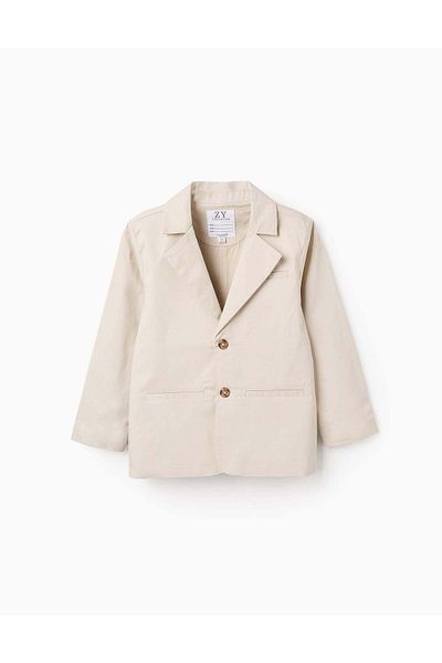 Ziddy Beige Twill Blazer for Boys