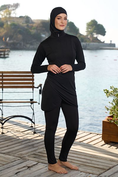 REMSA Lycra Full Covered Hijab Swimsuit 25955 Black