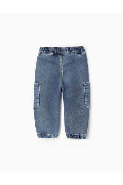 Ziddy Cargo Denim Trousers for Baby Boys, Blue