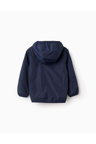 Ziddy Hooded Windbreaker for Boys, Dark Blue/Grey