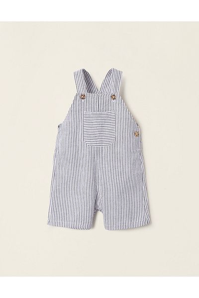 Ziddy Striped Cotton Jumpsuit for Baby Boys, White/Blue