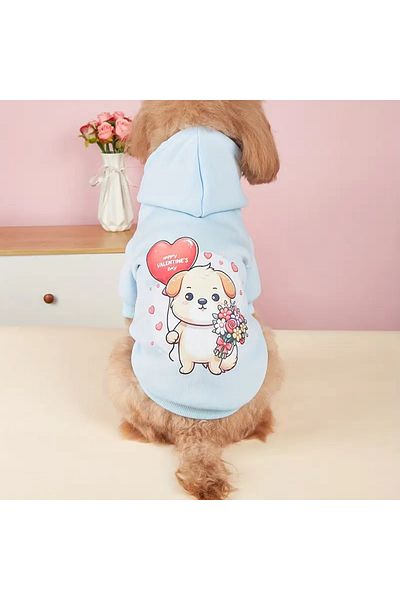 Lady Fify Valentines Day Light Blue Hooded Sweatshirt for Cat Dog