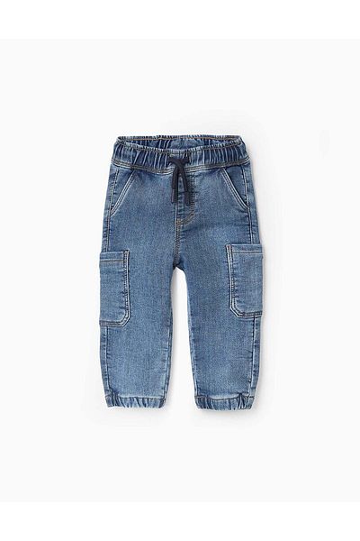 Ziddy Cargo Denim Trousers for Baby Boys, Blue