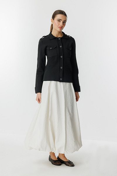 Hooopstore Mercerized Black Cardigan with Pocket Flaps