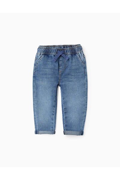 Ziddy Denim Trousers with Drawstring 'Comfort Denim' for Baby Boys, Blue