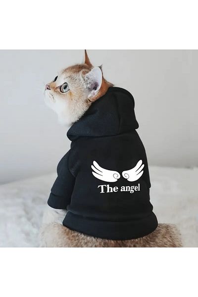 Lady Fify The Angel Hooded Black Sweatshirt for Cat Dog