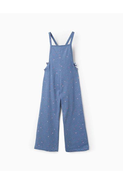 Ziddy Floral Cotton Jumpsuit for Girls, Blue