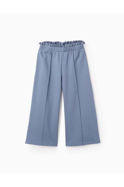 Ziddy Wide Leg Ponte Roma Trousers for Girls, Blue