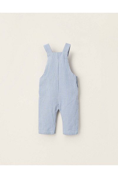 Ziddy Striped Cotton Dungarees for Newborn Boys, Blue/White