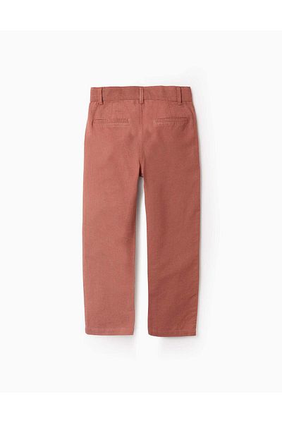 Ziddy Cotton and Linen Chino Trousers for Boys, Brown